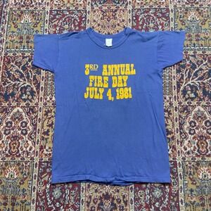 VTG 1981 Glen Haven Day VFD Volunteer Fire Department T Shirt L Blue Jul 4th USA